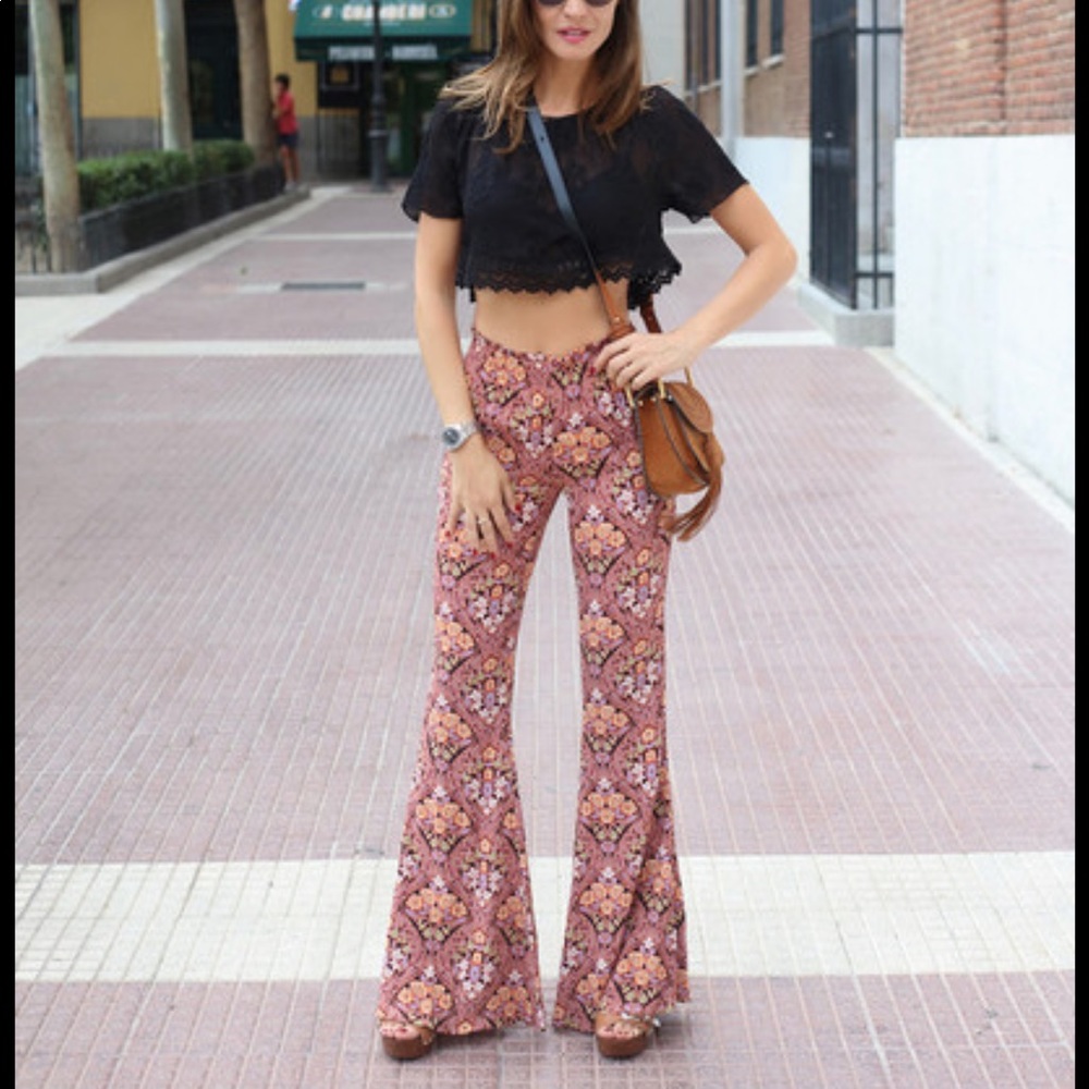 Flared, printed, stretch pants - NWOT